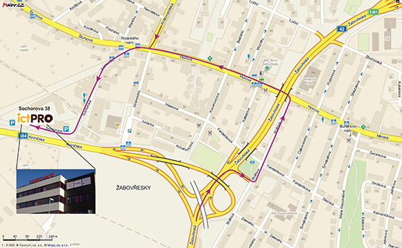 Map of the ICT Pro training centre in Brno